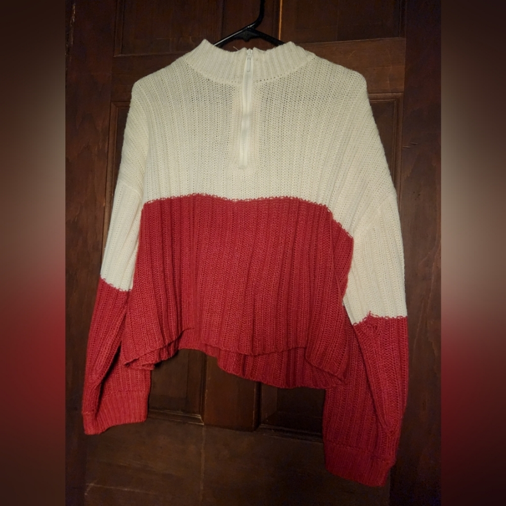 Women's Plus Size - Two Toned Zip Sweater